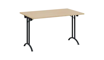 SLA 125 lak skládací jednací stůl 1250x800, deska 25 mm, podnož černý lak, deska bříza světlá